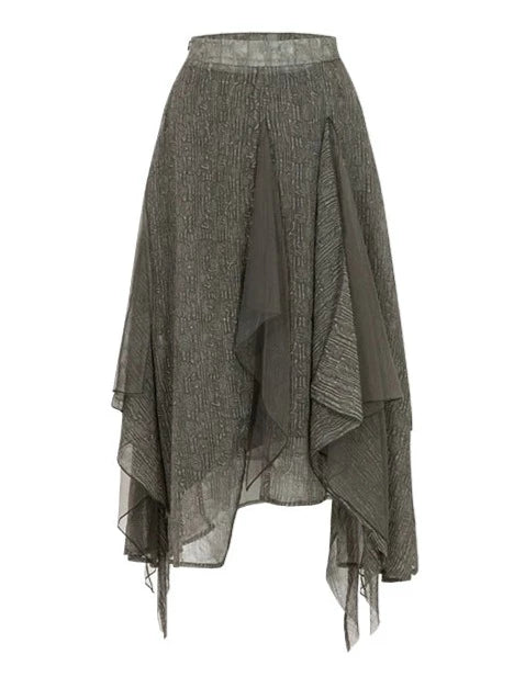 ラメアシメフレアスカート