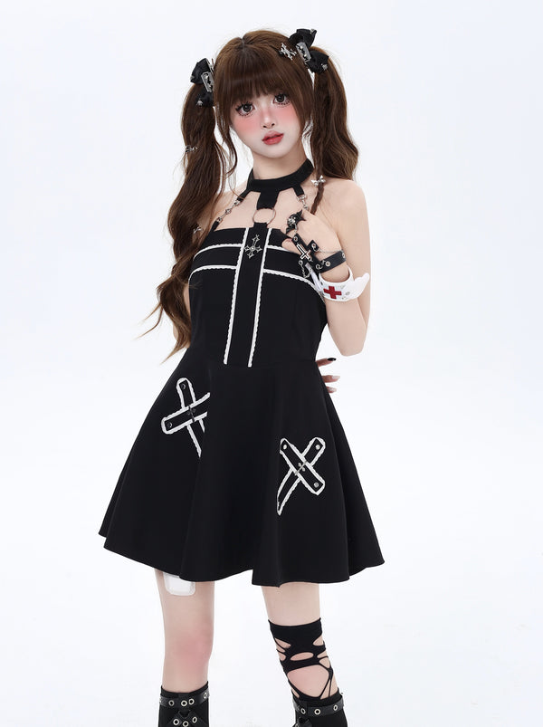 クレイジーガールクロスコントラクトサスペンダードレス