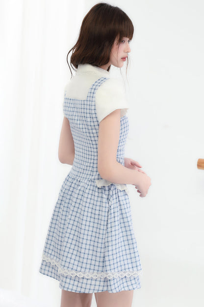 Sweet College Blue Check Dress