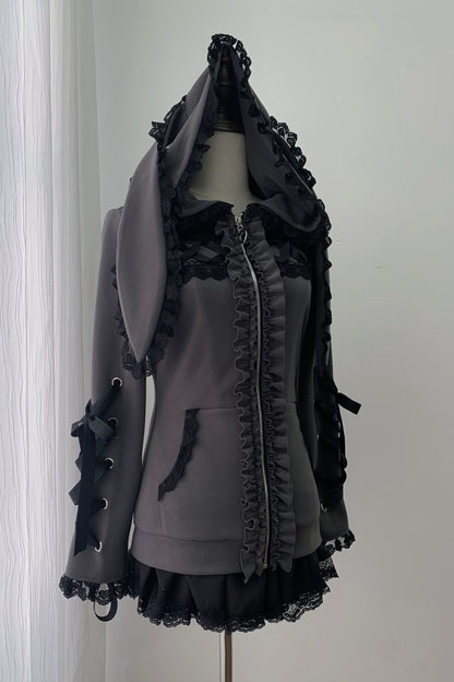 【1月6日予約締切】うさ耳&猫耳フーディーフリルジップジャケット