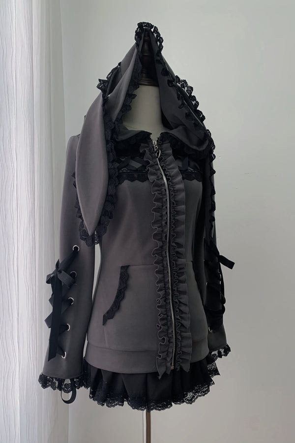 【1月6日予約締切】うさ耳&猫耳フーディーフリルジップジャケット