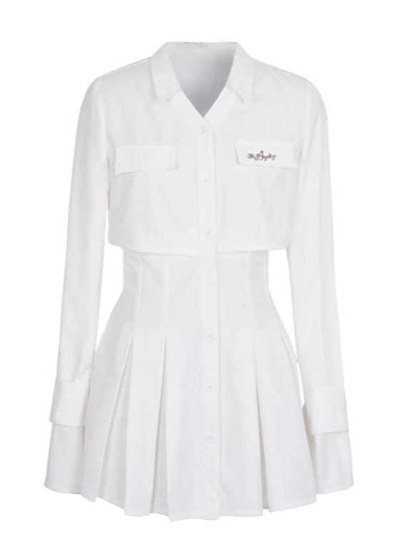 Advanced Waist Slim White Fishbone Dress