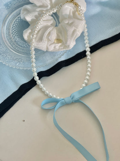 Ribbon Pearl Girl Necklace