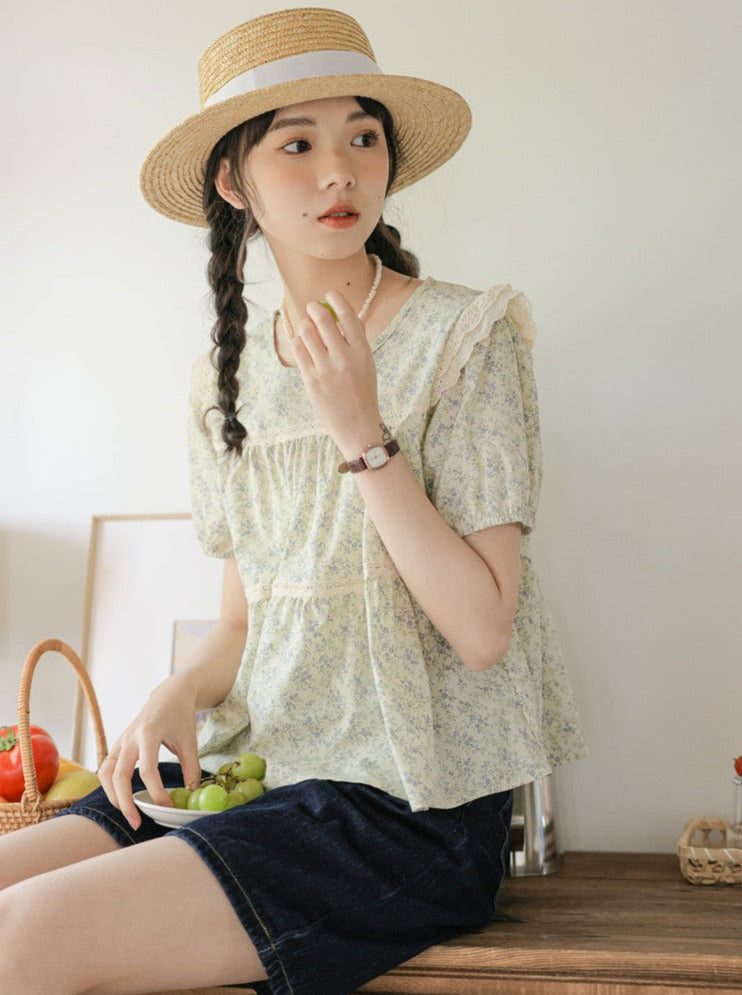 French floral bubble chic shirt