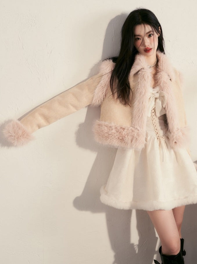 Sweet Soft Suede Fur Short Coat