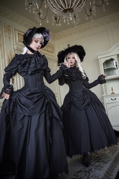 【1月3日予約締切】Return of the Witchesダークゴシックローズラッフルトップス＋プルアップコルセットスカート