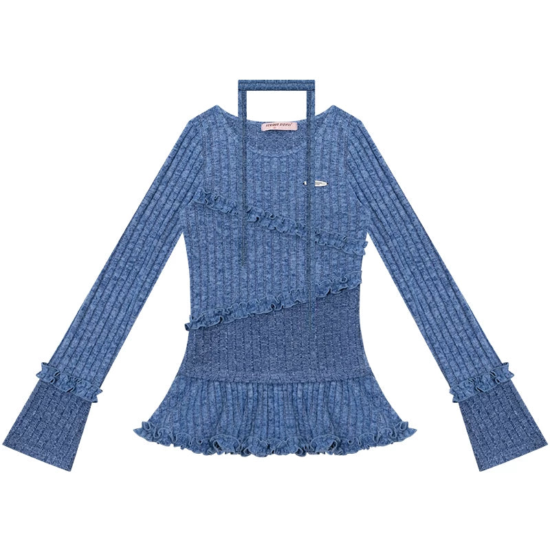 Irregular Ruffle Knit Top
