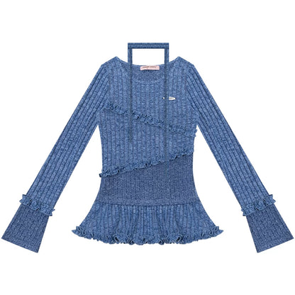 Irregular Ruffle Knit Top