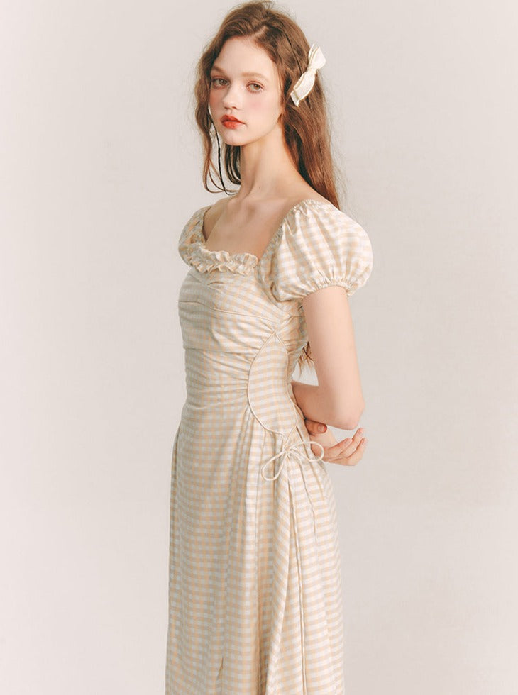 Salt Milk Coffee French check dress