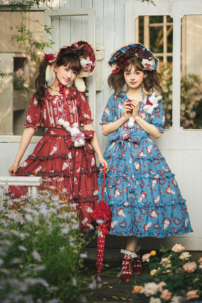 [Pre-order Deadline: January 31] Forest Berry Rabbit Series Daily Puff Sleeve Dress