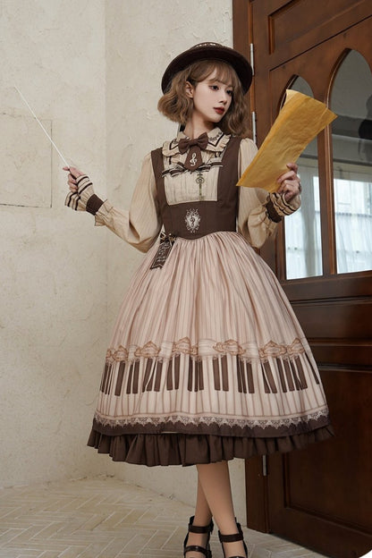 Elegant Classical Piano Print Lolita Dress + Setup + Accessories