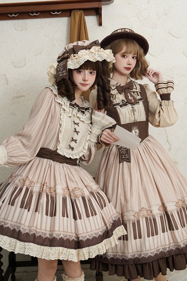 Elegant Classical Piano Print Lolita Dress + Setup + Accessories