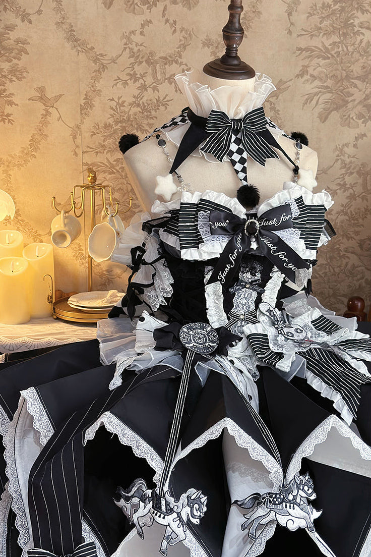 【12月8日予約締切】サーカスロリータエレガントレトロゴシックピエロドレスセット＋アクセサリーコンプリート