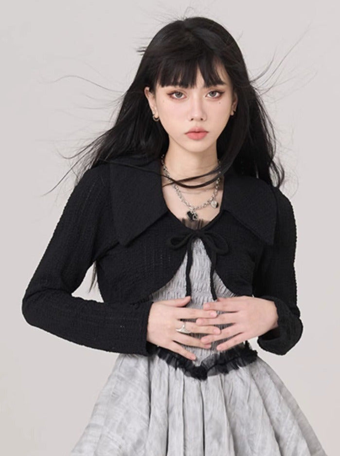 Black Knit Small Shawl Cardigan Jacket