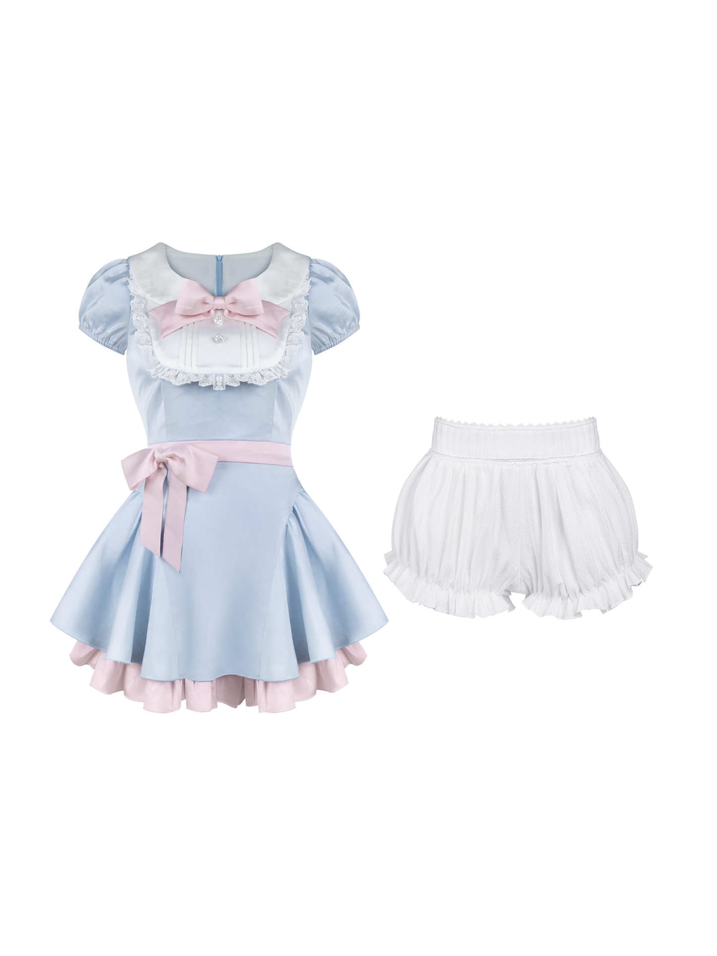 Teenage Coconut Moonlight Dress (with Ribbon) + Bubble Shorts