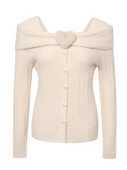 Fur Heart Ghost Horse Girl Knit Cardigan