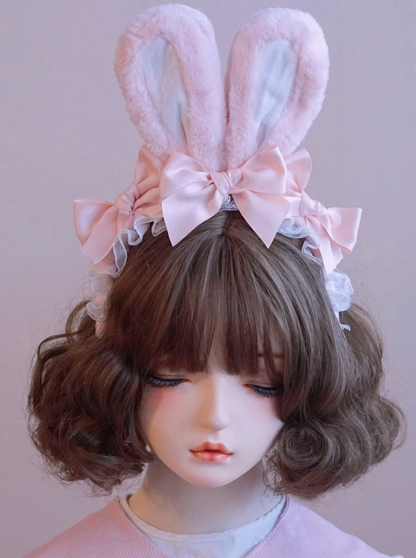 Pink Fur Big Bunny Lolita Headband