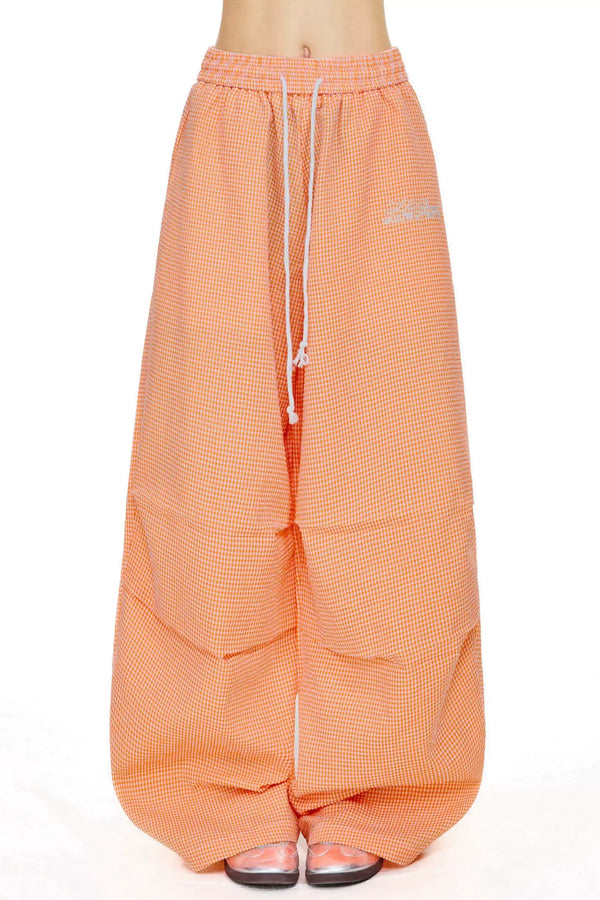 Retro Little Check Wide Leg Pants