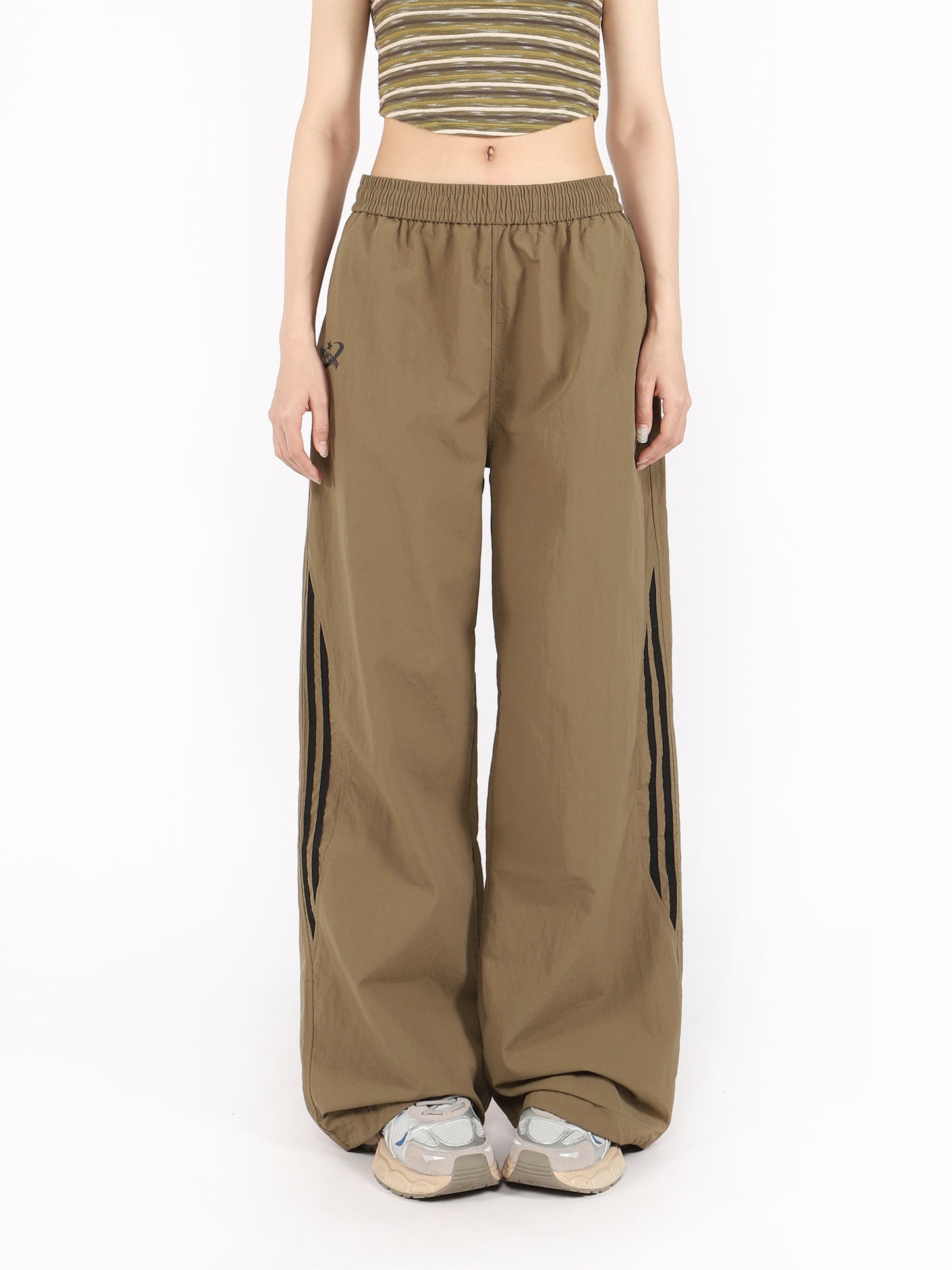 American retro casual sports parachute wide leg pants