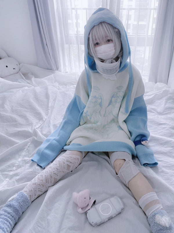 【👼Angel area👼] Angel illustration knit hoodie