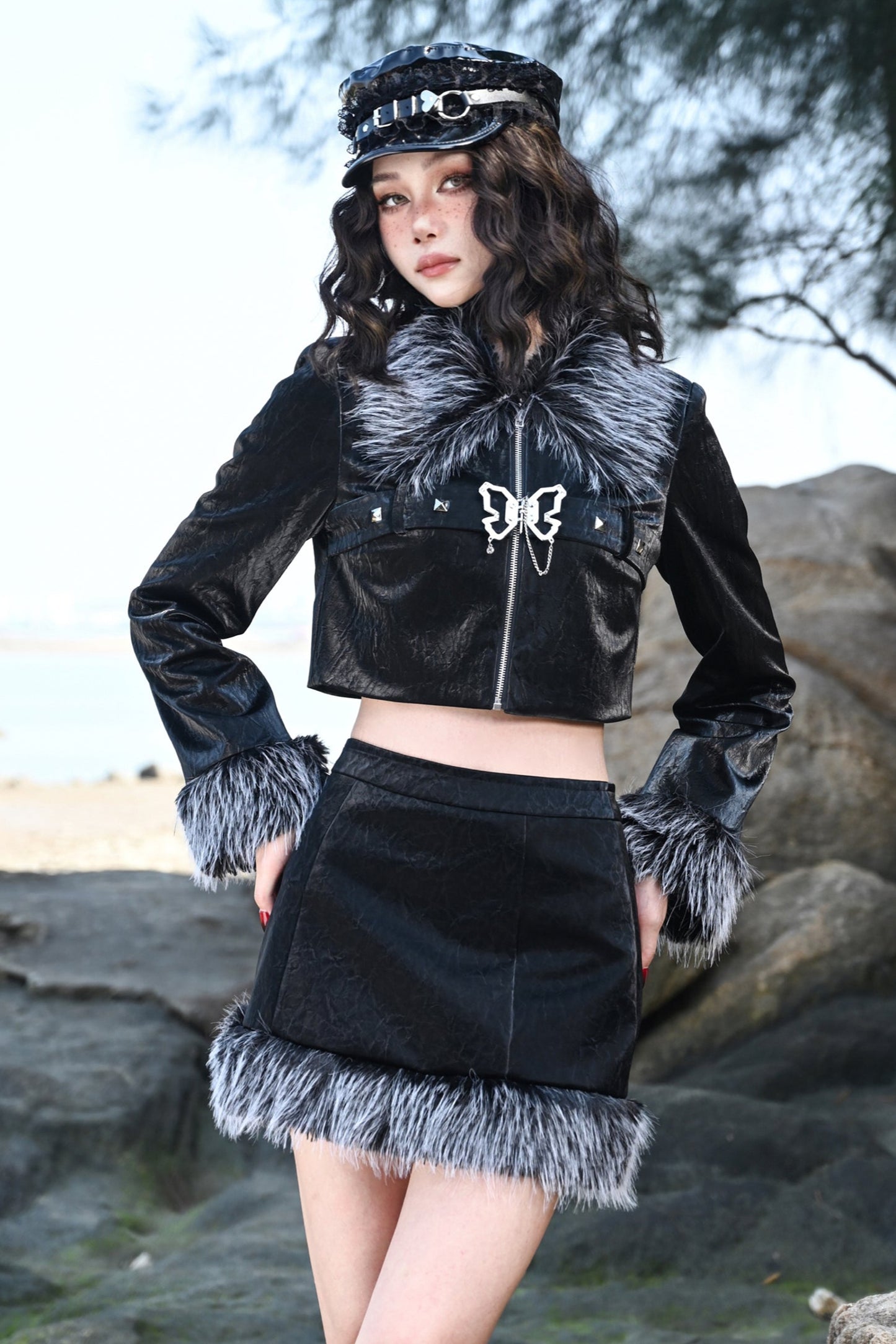 Butterfly Fur Short Jacket