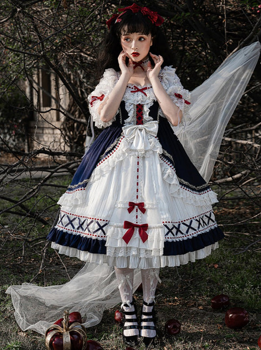 Lolita Original Princess Snow White Lolita Skirt Tea Party Summer Children's Daily Flower Wedding Gorgeous White Op