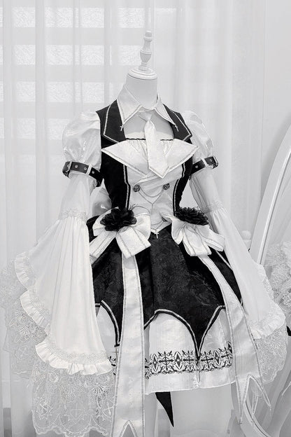 [Pre-order Deadline: April 11] White Black Noir Dark Gothic Lolita Jacket Dress Princess Sleeve Full Set + Matching Set