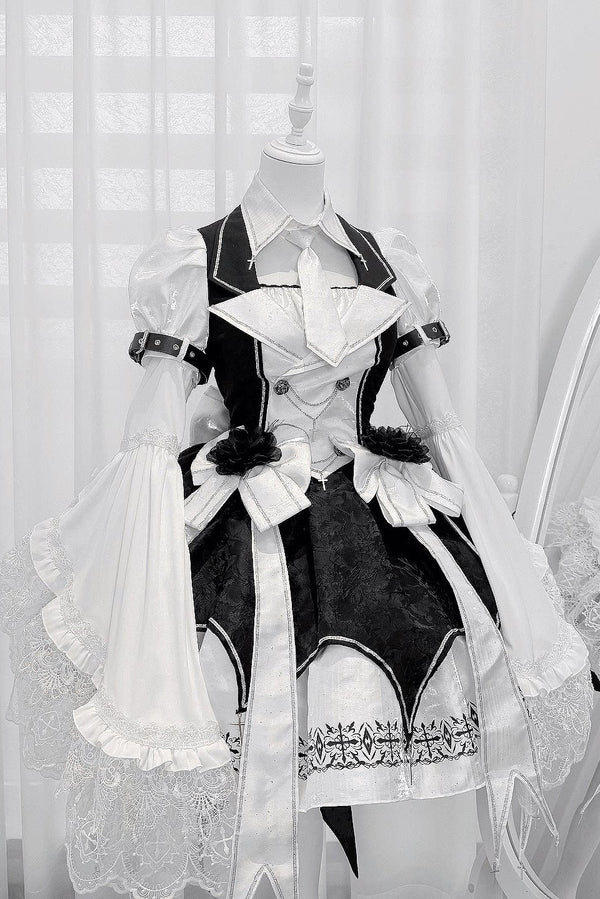 [Pre-order Deadline: April 11] White Black Noir Dark Gothic Lolita Jacket Dress Princess Sleeve Full Set + Matching Set