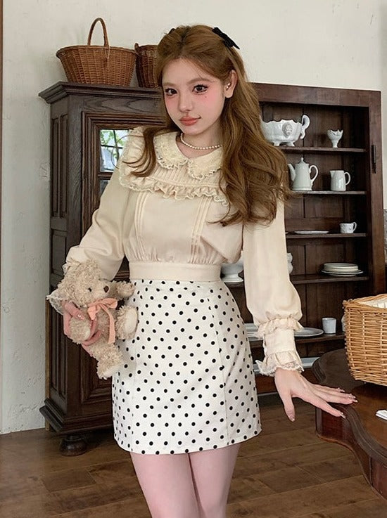 ミラーアンバーアンティークレースフレンチガールシャツ