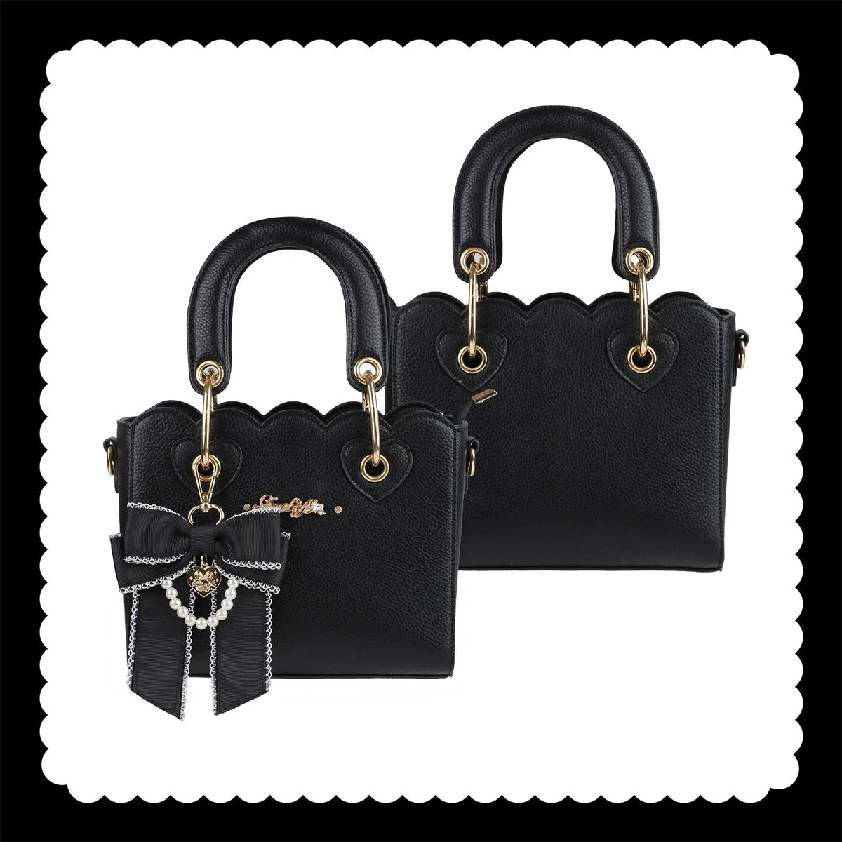 [Pre-order Deadline: October 18] Petal Edge Pearl Chain Bow Square Handbag Crossbody Bag