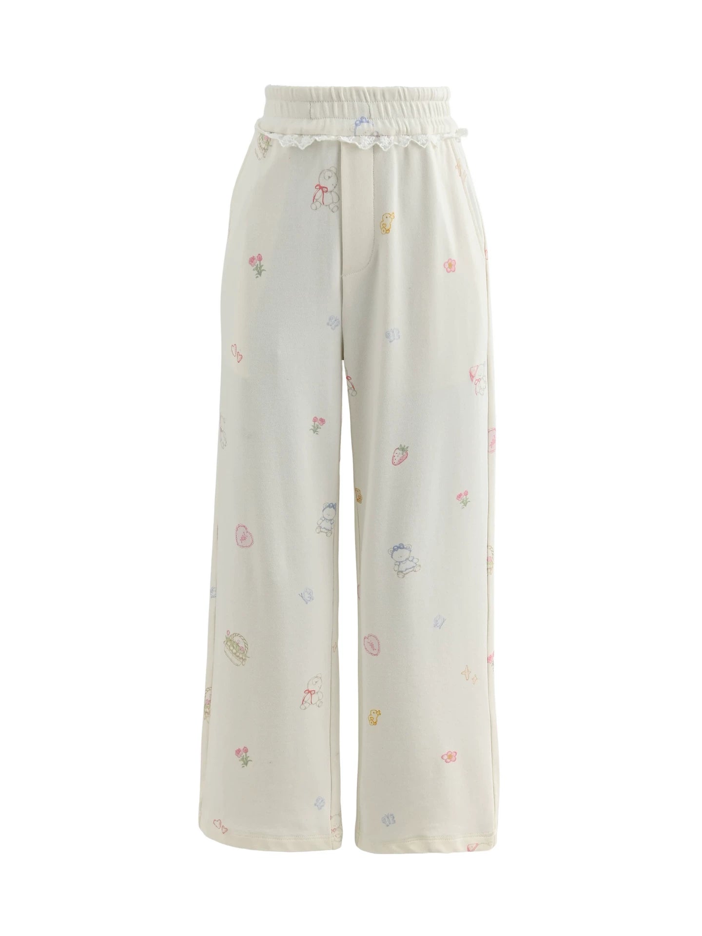 Hose mit Cartoon-Print und Drapierung