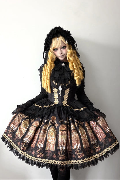 【9月28日予約締切】Gothic Lolita Stained Glass Lace Ruffle Corset JSK Dress