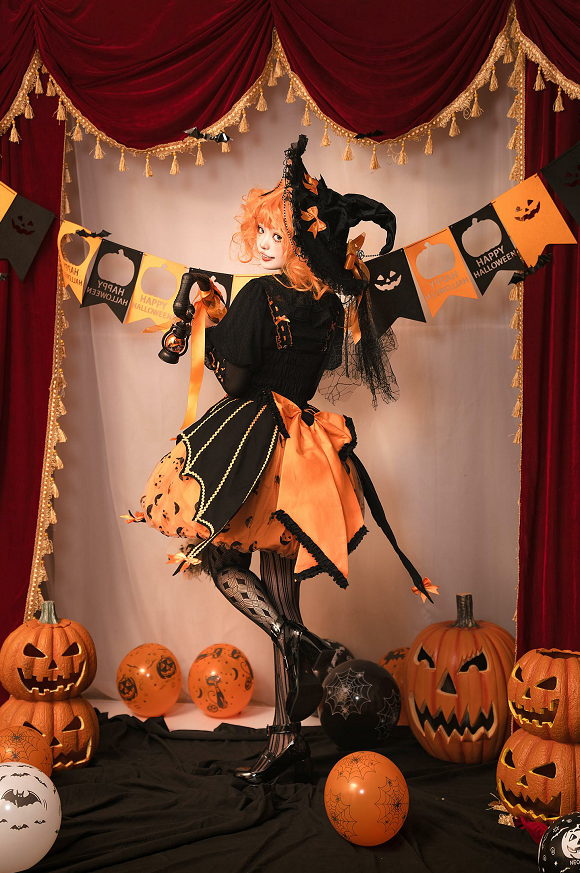 [Reservation deadline on September 28] Halloween Pumpkin Dark Sweet Dress Set