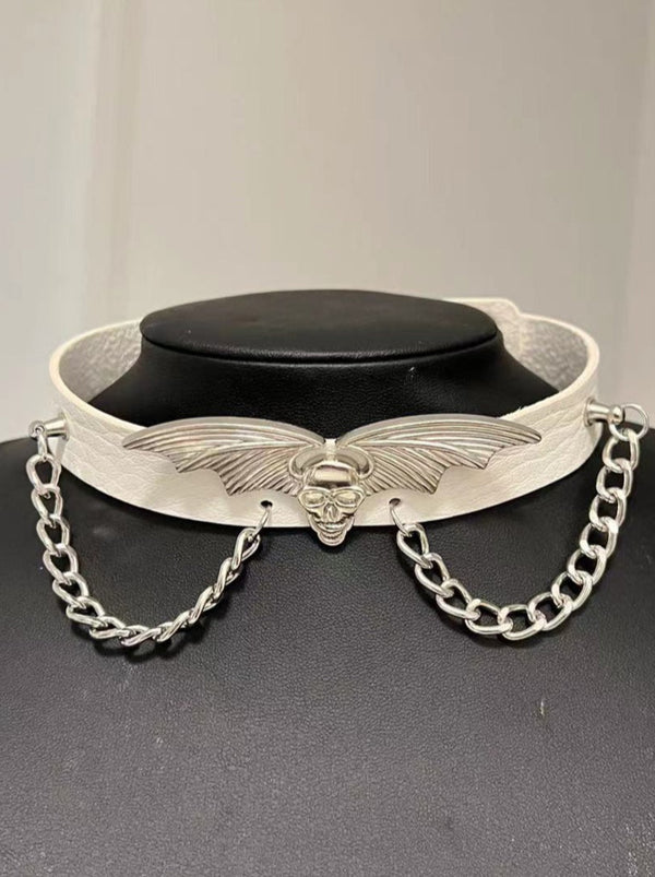 Skull Devil Wing Choker Necklace