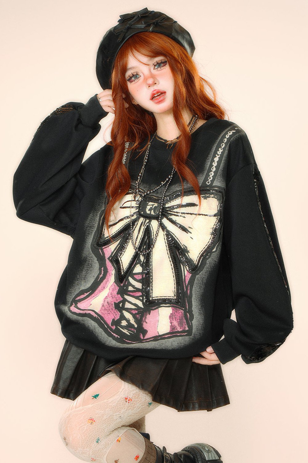 クールボウハンドペイントスウェット