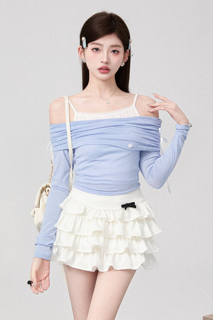 White Sweet Multi-Layered Skirt