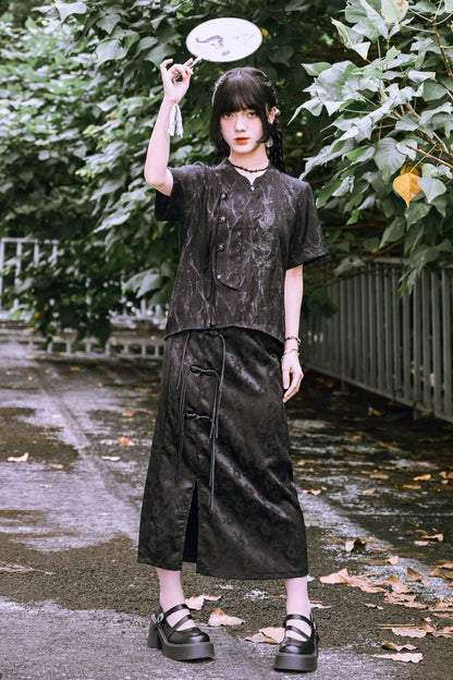 Retro China Tassel Stand Collar Shirt