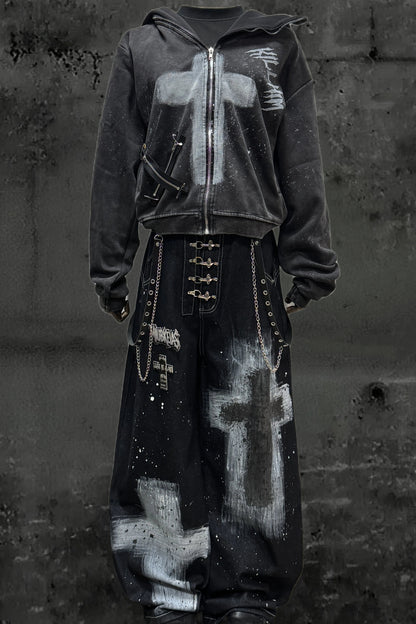 クロスウォッシュドフードジャケット