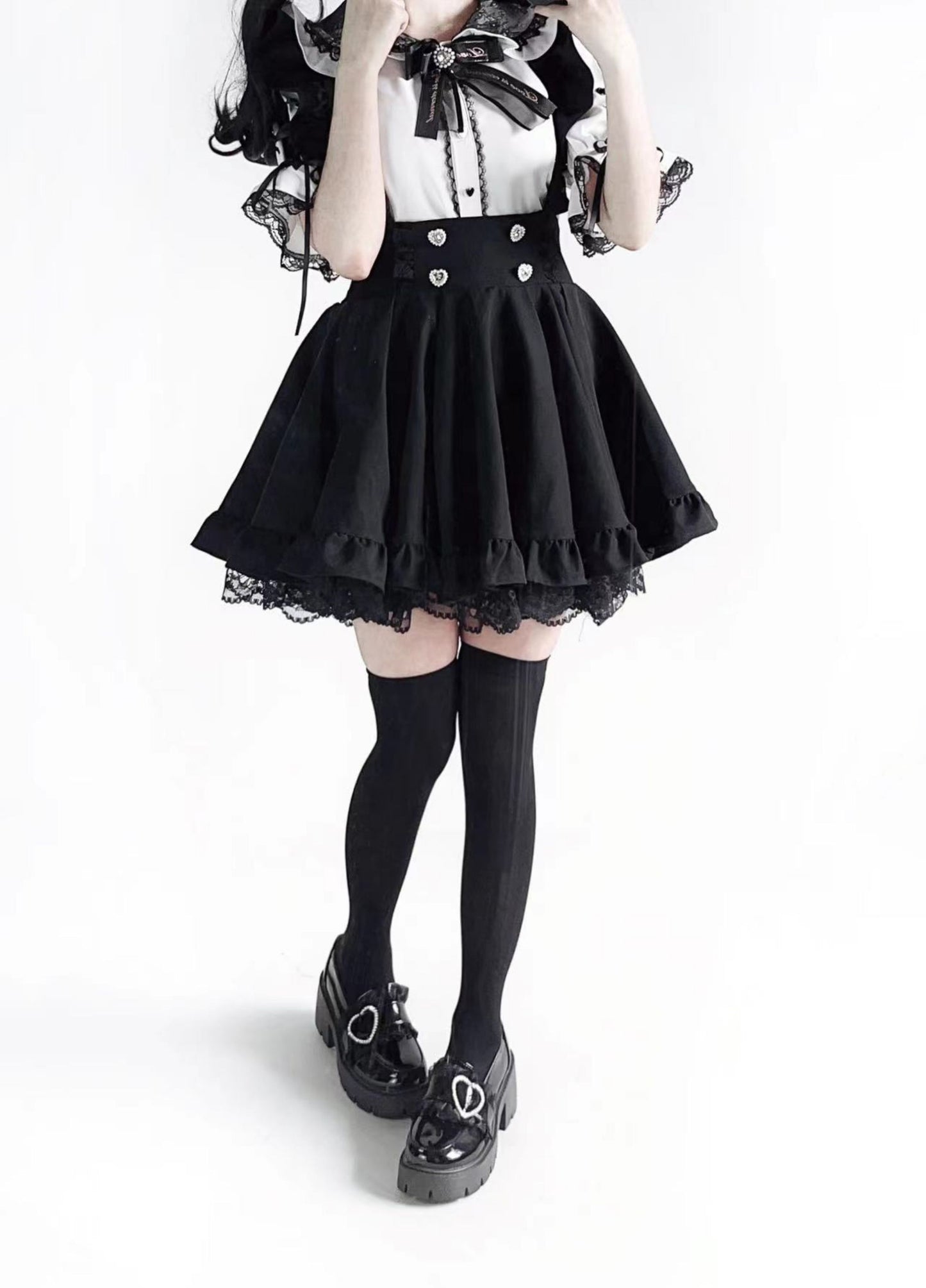 Dark Girly Frill Suspender Skirt