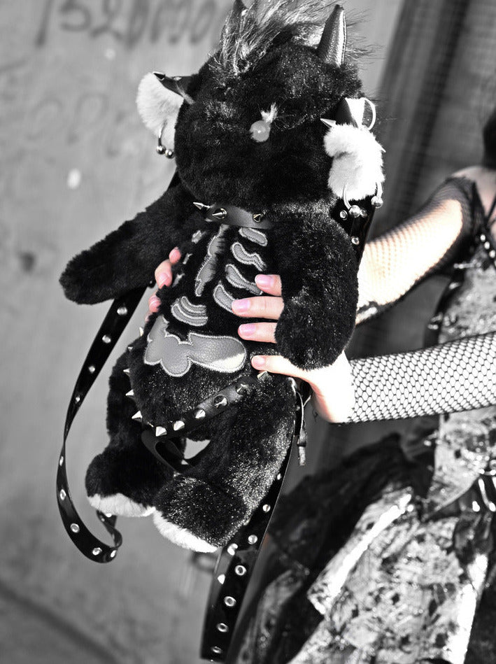 Satin Herlam Punk Rock Shoulder Dark Hand Crossbody Doll Bag