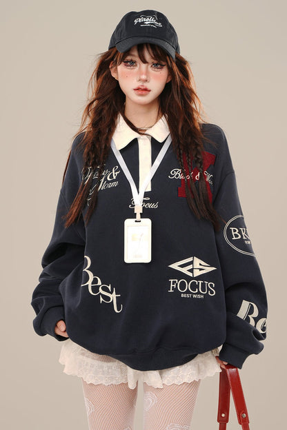 Oversized Loose Athletic Sweatshirt