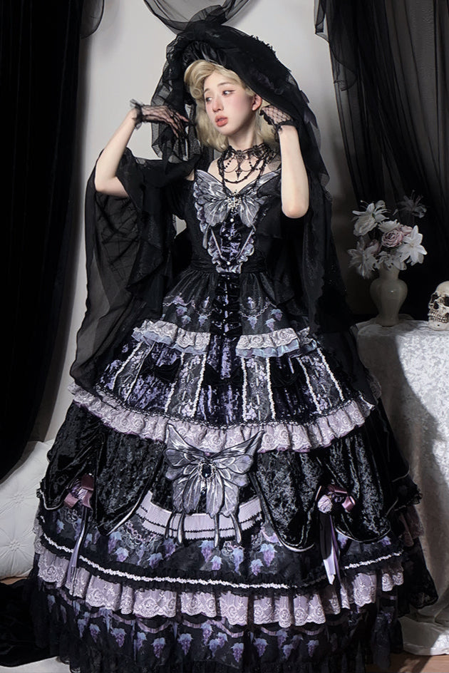 Dusk Manor Grape Kula Lolita Dress + Hat + Accessories