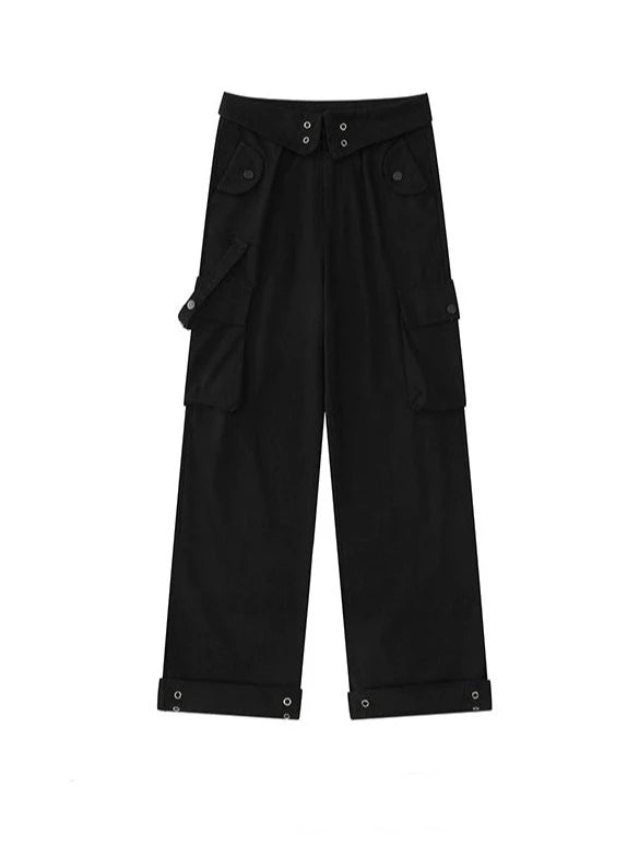 American Retro Flap Waist Straight Cargo Pants