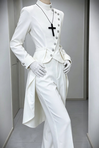 【9月28日予約締切】Gothic Prince Stand Collar Asymmetric Coat Jacket With Train