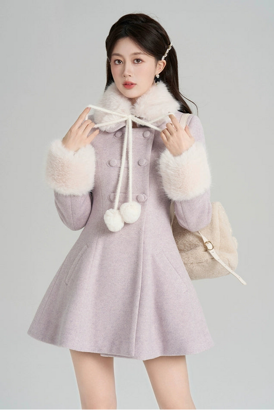 パープルウールンウィンターコート