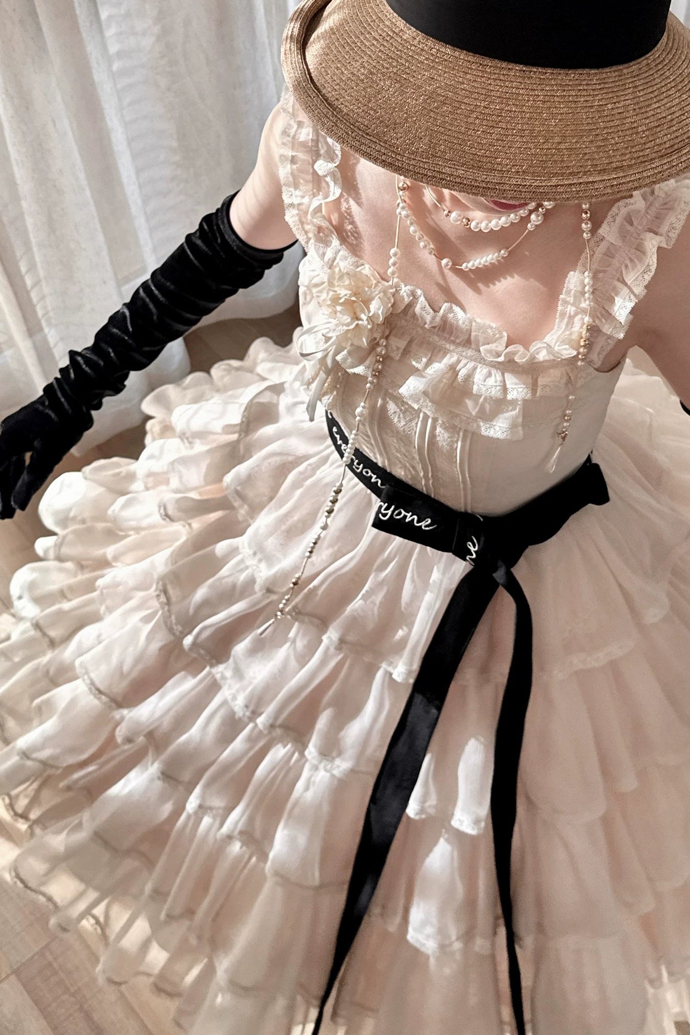 [Pre-order Deadline: July 31] Romantic Sweet Lolita Square-Neck Tiered JKS Ribbon Dress