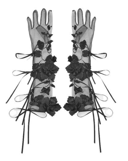 Dark Gothic Corset + Dark Flower Gloves