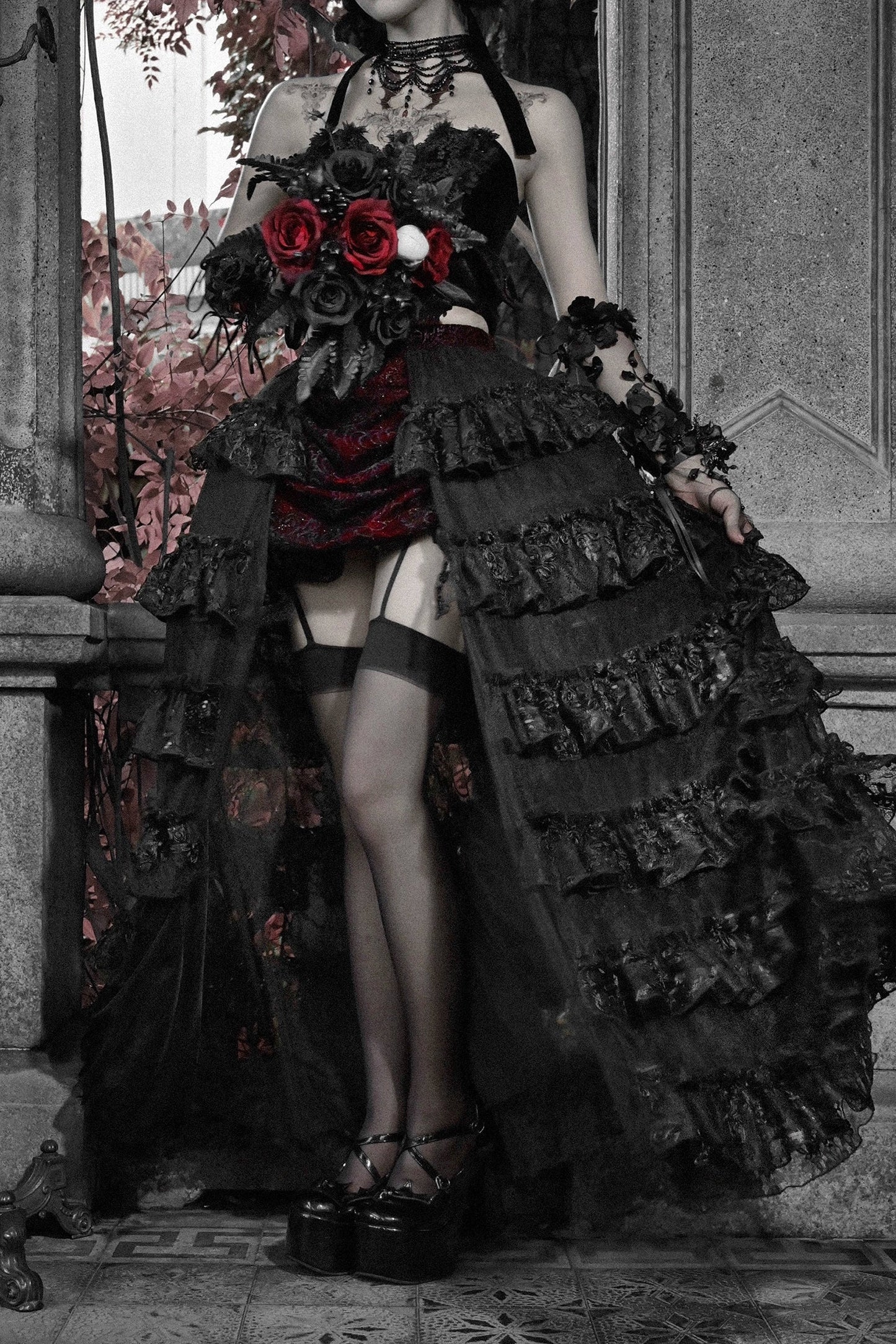 Thriller Scarlet Gothic Trailing Skirt