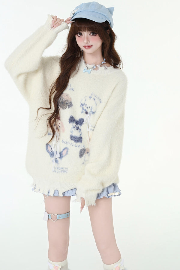 Cream Soft Knit Round Neck Sweater