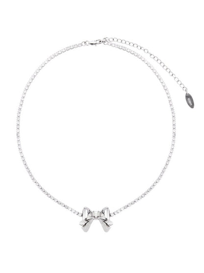 Ribbon silver necklace